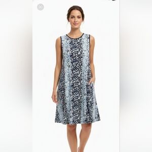 Gabby Style Dress Sleeveless Blue White Summer Casual Festival Floral 16W